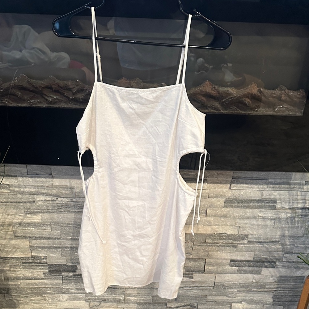 Aerie - White Cutout Spaghetti Strap Mini Dress